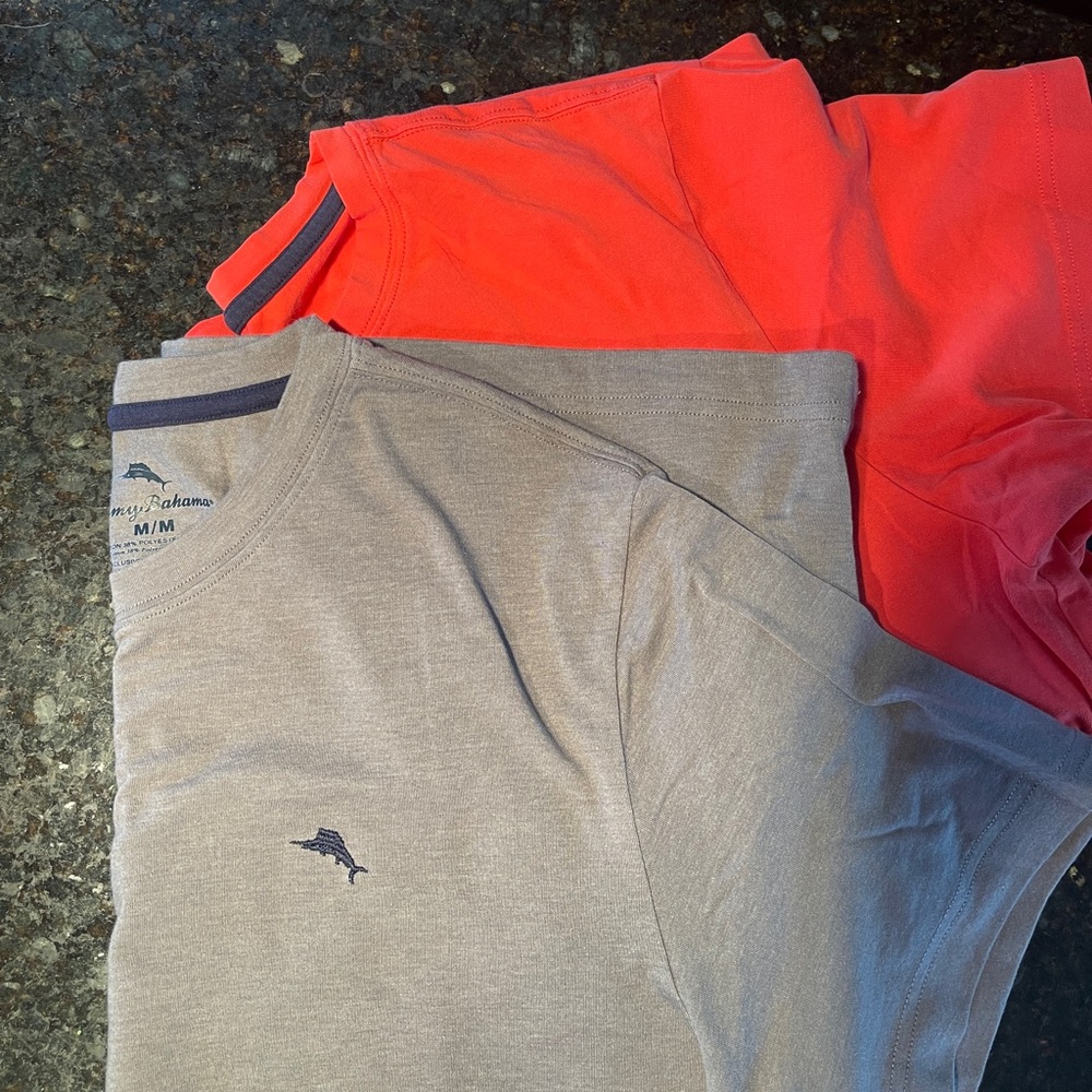 Tommy Bahama Gray and Coral T-Shirts (2)